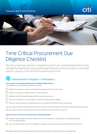 Time Critical Procurement Due Diligence Checklist