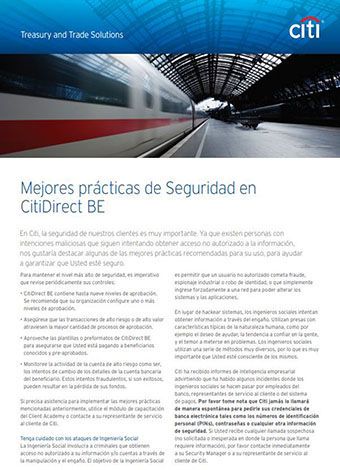 Mejores Prácticas de Seguridad en CitiDirect BE