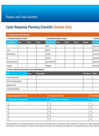 Cyber Response Planning Checklist