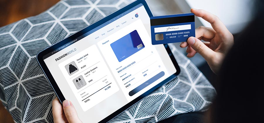 Credit card and tablet