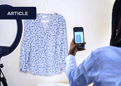 let's take a picture of our used clothes, maybe we can sell them. be sure to use a ring light.